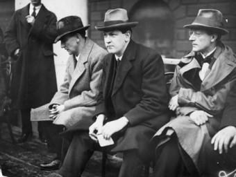 Just before the storm: Joseph McGrath, Michael Collins, Sean McGarry, also just out of shot were Pádraic ÓMáille, and WT Cosgrave preparing to speak at a pro-Treaty rally at College Green Dublin, March 1922.