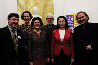 Pictured at the Launch of the European Festival Labelling Pilot Project were Left to Right Colm Croffy Executive Director, A.O.I.F.E., Kathryn Deventer Sec. General E.F.A., Commissioner Androulla Vassiliou,  Hugo De Graff Project Director EFA, Sona Hovhannisyan, General Manager Yerevan Perspectives International Music Festival and Darko Brlek President E.F.A. 