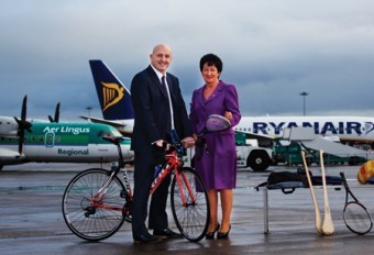 Keith Wood, Ireland and Munster Rugby legend, and Rose Hynes, chair, Shannon Airport Authority. 
Picture: Alan Place