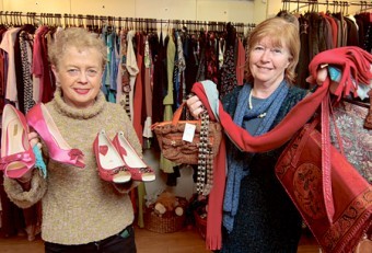Galway Simon Shop volunteers Kate Mullins and Marie Higgins with some of the many fashion accessories to freshen your your spring collection.  Photo:-Mike Shaughnessy