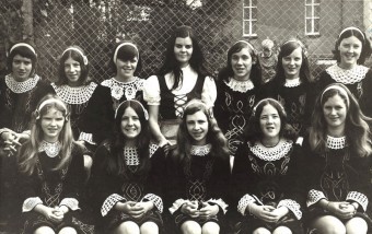 Front row, Eleanor O’Toole, Mena Ryan, Deirdre Coyne, Maeve O’Connor, and Bernie O’Brien. Second row; Anna Byrne, Christine Howard, Geraldine Crowe, Celine Hession, Marie O’Brien, Kathleen Ryan, and Theresa Riddell.