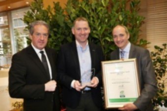 Pictured from left: Aidan Cotter, CEO, Bord Bia; Brian Whyte, Radharc Landscaping; and Mike Neary, horticulture director, Bord Bia.