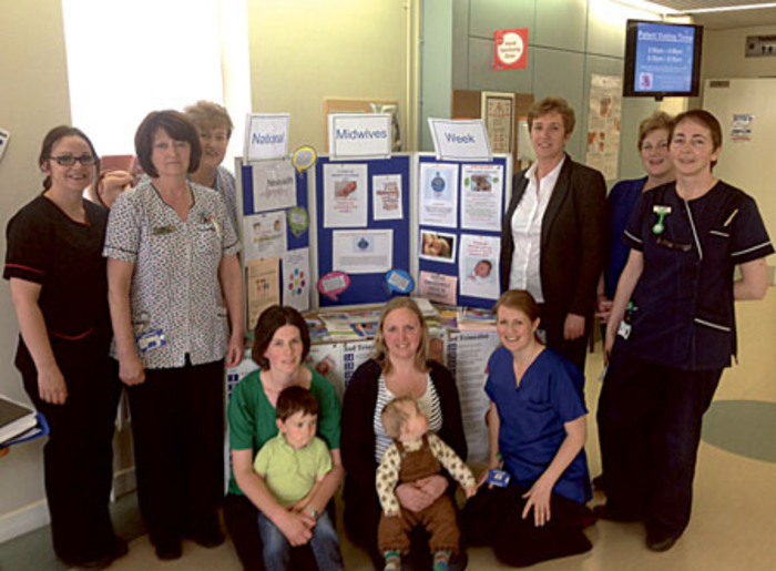 Maternity staff at Portiuncula Hospital Ballinasloe celebrating National Midwives Week, back row from left: Deirdre Naughton, Jacqui Nolan, Anne Murray, Mary Burke, Martina Small and Anne Regan. Front row, from left: Irene Mulryan with her son Felix, Rebecca Power with her son Arron and Jessica Murray.