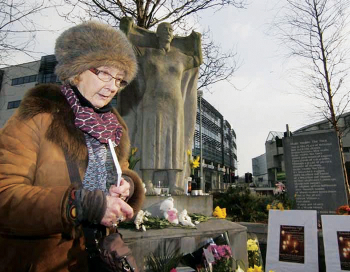 Patricia Burke Brogan at the Magdalen Women’s memorial at Forster Street, Galway.
