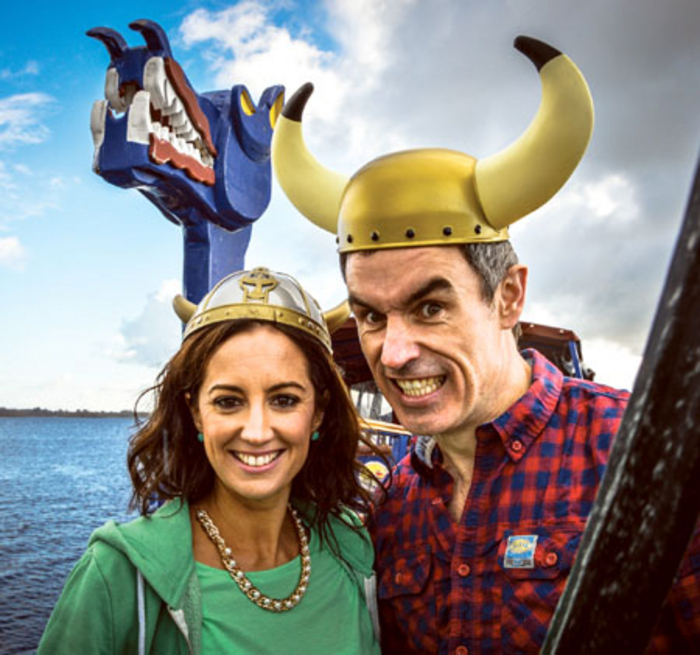 Ciara and Jon on the Viking Boat Tour in Athlone