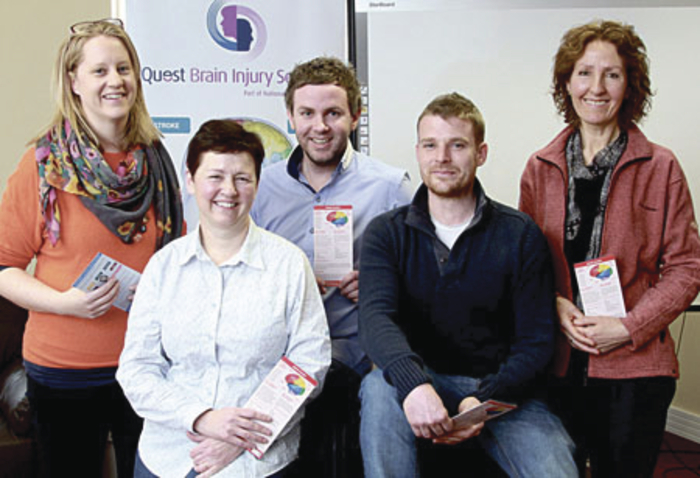 The team at the launch of the Quest Brain Injury Services who produced an information booklet on brain injury —  Fleur Colohan Quest Instructor, Christine Curley, Sean McMahon, Conor Hyland and Marie O’Connor.
Photo:-Mike Shaughnessy
