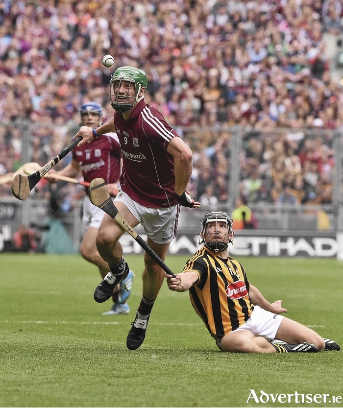 David Burke tries to escape the clutches of his man in the All Ireland final. Photo: Sportsfile 