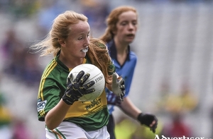 Finola Collins, St Oliver Plunkett NS, Ballina in action in Croke Park last weekend at the All Ireland final in the Go Games exhibition. Photo: Sportsfile 