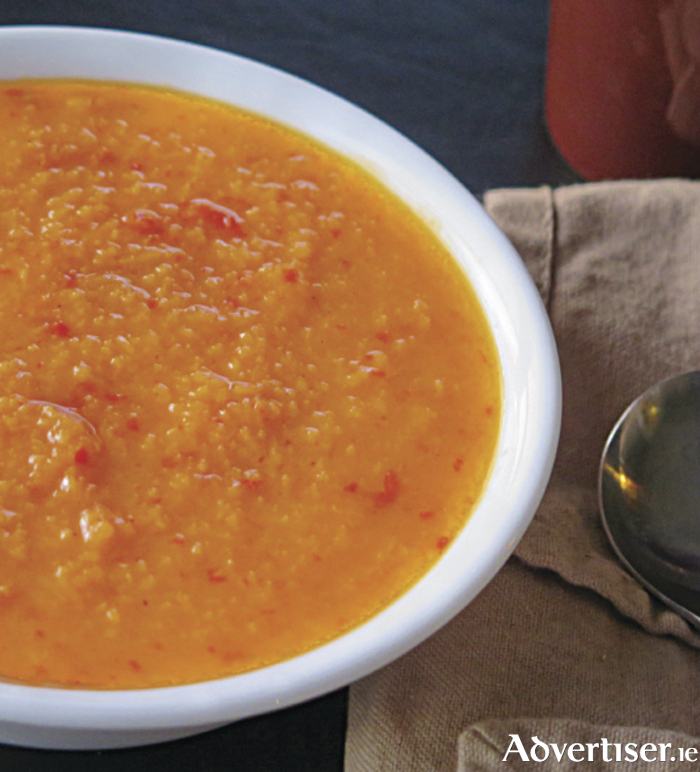 Roasted red pepper and butternut squash soup.