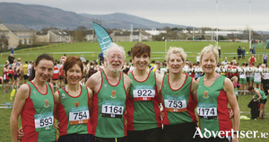 Mayo AC athletes who competed in the National Masters Cross County Championship in Dundalk. Colette Tuohy, Angela O&#039;Connor, Tom Hunt, Pauline Moran, Ann Murray, Mags Glavey.