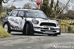 Galway native and Billy Coleman Award winning driver Dean Raftery, and Mark Keane in their BMW Mini. 
Photo: Joe Lagana.