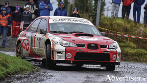 Winner of the Galway International Rally, Garry Jennings and co-driver Rory Kennedy from Co Donegal in their Subaru Impreza 555.  Photo: Joe Lagana.