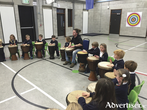 African drumming by Oughterard National School&rsquo;s junior infants.