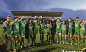 Connacht players in a team huddle following their victory over Leinster that keeps them top of the Guinness PRO12 table.
 Galway. Picture:: Ramsey Cardy / SPORTSFILE