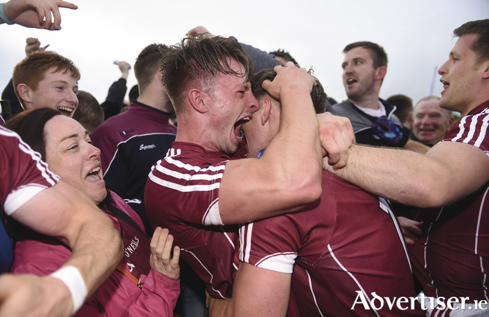 Pure emotion: Shane Walsh and Eoghan Kerins celebrate at the full time whistle. Photo: Sportsfile 