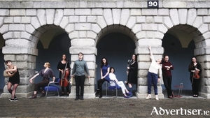 From left: performers Ivonne Kalter, Justine Cooper, Kate Ellis, Alex Petcu, Kate Stanley Brennan, Ingrid Craigie, Deirdre O&#039;Leary, Emma O&#039;Kane, Ronan Leahy, and Maria Ryan. Invitation to a Journey premieres at the Black Box Theatre, Galway on Tuesday July 12. Photo:-  Leon Farrell/Photocall Ireland.