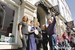 The Cellar owner Martin Proulx and staff pictured after receiving the Restaurants Ireland award.