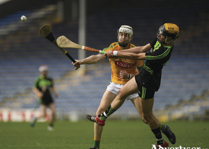 Driving it in: David Kenny in action for Mayo in the All Ireland u21B final. Photo: Sportsfile