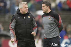 Back together: Stephen Rochford and Sean Carey soldiered together at under age level with Mayo. Photo: Sportsfile. 