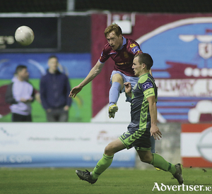Galway United&#039;s Gary Shanahan and Bohemians&rsquo; Dylan Hayes in action from the SSE Airtricity League game at Eamonn Deacy Park on Friday night. Photo:-Mike Shaughnessy