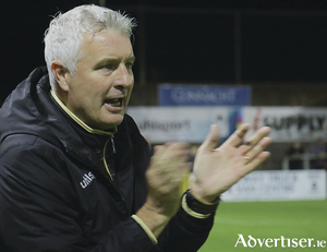 Galway United interim manager Leo Tierney watches his side defeat UCD 3 -2 in Eamonn Deacy Park on Saturday night.  Photo:-Mike Shaughnessy