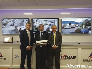 L-R: Paul Hennessy (managing director), Dermot Keane (business development manager west of Ireland) and Padraic Cafferty (executive chairman of Northwood Technology Ltd), launching the Dahua Number plate capture camera designed to combat rural crime.