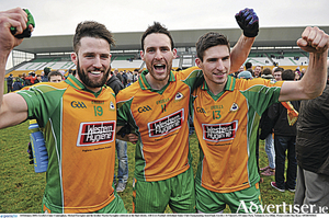 Corofin&#039;s Conor Cunningham, Michael Farragher and brother Martin Farragher will be hoping to celebrate another club victory when they face Castlebar Mitchels this weekend.
