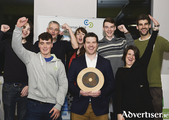 xOrdo star with Paul Killoran (front centre) Galway’s Best Young Entrepreneur, IBYE 2016 Awarded by Local Enterprise Office Galway at the Portershed. 
Photo:Andrew Downes, xposure