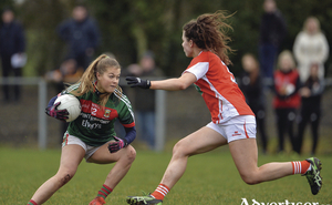 Going for goal: Sarah Rowe put in an impressive display for Mayo last weekend. Photo: Sportsfile 