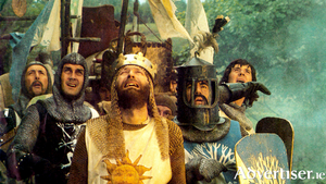 A scene from the film Monty Python and The Holy Grail, which former Python Eric Idle used ass the basis for the Spamalot musical.