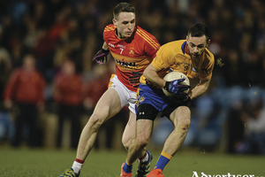 The clash of Kevin McLoughlin (Knockmore) and Paddy Durcan (Castlebar Mitchels) will be one of the highlights of this weekend&#039;s round of games in the Mayo GAA Senior Football League. Photo: Sportsfile. 