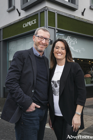 Italian Food Consultant Max Merli of Italicatessen with Vicky Casey owner of Caprice Cafe ahead of &lsquo;A Celebration of Italian Food and Wine&rsquo; which takes place May 11th at Caprice Cafe. Tickets for this event are &euro;30 per person and are available from Caprice Cafe, call 091 564781 or visit: www.caprice.ie      Photo: Paul Fennell