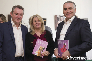 Galway International Arts Festival CEO John Crumlish, Tourism Ireland&rsquo;s Ruth Moran, and Galway International Arts Festival artistic director Paul Fahy, in the Consulate General of Ireland, New York, to mark the 40th Galway International Arts Festival. Photo:- Amanda Gentile