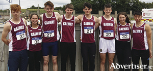 Athletes representing County Galway in Sunday&#039;s National  Track and  Field Athletics League, Ryan McNeilis, Lorraine Delaney, Jerry Keary, Jack Miskella, Ben Garrard, Gavin Cooney, Aoife Walsh, and Patrick Woleniuk. 