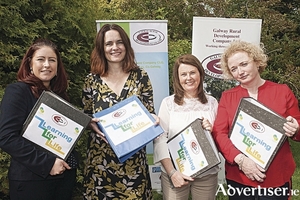 The Galway Rural Development SICAP team (l to r): Clara Cashman, Aoibheann McCann, Freeda Garman, and Fiona Blaney, pictured at the launch of the Learning for Life Autumn Roadshow which will showcase information on free training, job opportunities, and apprenticeships for jobseekers as well as workshops on CV preparation and interview skills. Photo: Michael Burke.