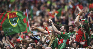 Flying the flag: The Mayo support has been huge over the past few years, we caught up with two die hard supporters. Photo: Sportsfile. 