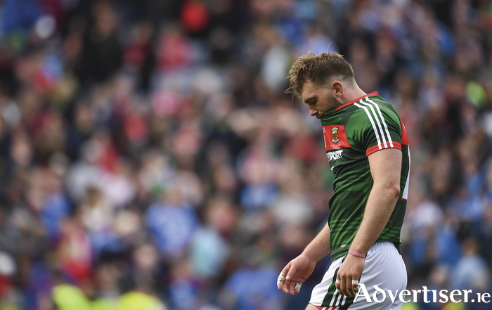 Hard to take: Aidan O'Shea takes it in after the full-time whistle went in Croke Park. Photo: Sportsfile 