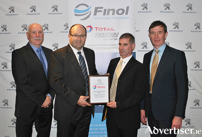 Pictured from left to right are: Sean Kearns (Head of Aftersales at Gowan Distributors Limited, Peugeot Importers in Ireland); Sean Holland (Managing Director at Finol Oils), Mike Shaughnessy (JJ Burke Car Sales) and Martin Dunne (Head of Technical at Gowan Distributors Limited).