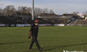 Walking the line: Stephen Rochford walks the pitch in MacHale Park. Photo: Sportsfile 