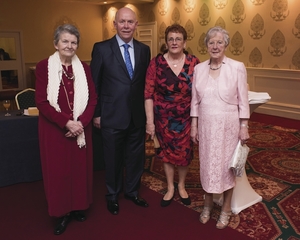 Maureen Egan (Ballycastle), John Gallagher (Blacksod), Monica Henighan (Westport), Loretta Walsh (Ballycastle) at the 48th annual Mayo Association Galway dinner dance. 
