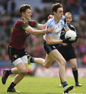 On the break: Patrick Chambers of Rice College breaks past Jack Lenehan of St Ronan&#039;s College in the Hogan Cup Final. Photo: Sportsfile 