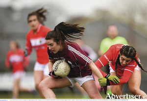 Roisin Leonard of Galway, in action against Eimear Meaney of Cork, earlier in the league campaign, is getting back to her best from injury.
 