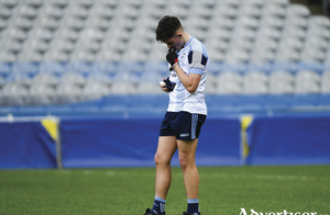 So near, yet so far: Rice College&#039;s Fintan McManamon after the full time whistle in Croke Park last Saturday. Photo: Sportsfile. 