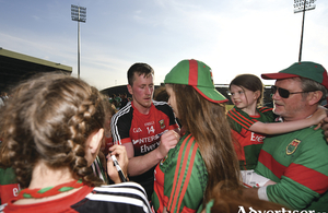 Fans favourite: Cillian O&#039;Connor signs autographs&#039; for supporters after Mayo&#039;s win on Saturday. Photo: Sportsfile 