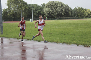 Winner Brendan McDonnell GCH holds off Pat Chesser of Ennis Track AC for victory in the Galway 10,000m.