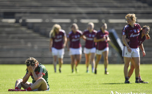 The pain of defeat: Mayo&#039;s Rachel Kearns after Mayo&#039;s loss to Galway in the Connacht Ladies Senior Football Championship final. Photo: Sportsfile 
