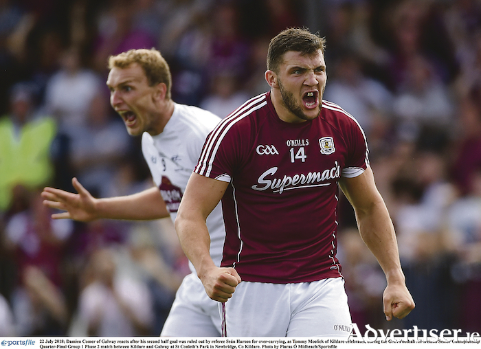 Damien Comer reacts after his second half goal was ruled out in the Kildare game.