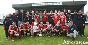 Winning time: Ballyhaunis Town celebrate winning the Premier Cup last Sunday in Solar 21 Park. 