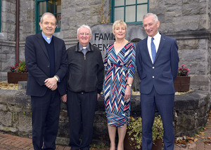 At the 20th anniversary of the Family Centre Castlebar was Maire Ni Dhomhaill (Director of Services) pictured with former Directors Fr Pat Farragher, Fr Martin O&#039;Connor, and Cathal Kearney. Photo: Ken Wright Photography 2018