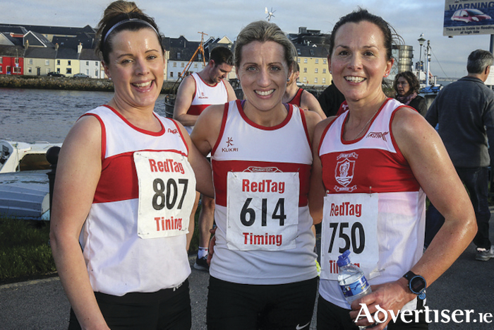 Resolution Run 5k top three women: L to R , Kathryn Casserly (third), Regina Casey (winner) and  Jane Ann Meehan (second), all of GCH.  		Photo: John O Connor.
